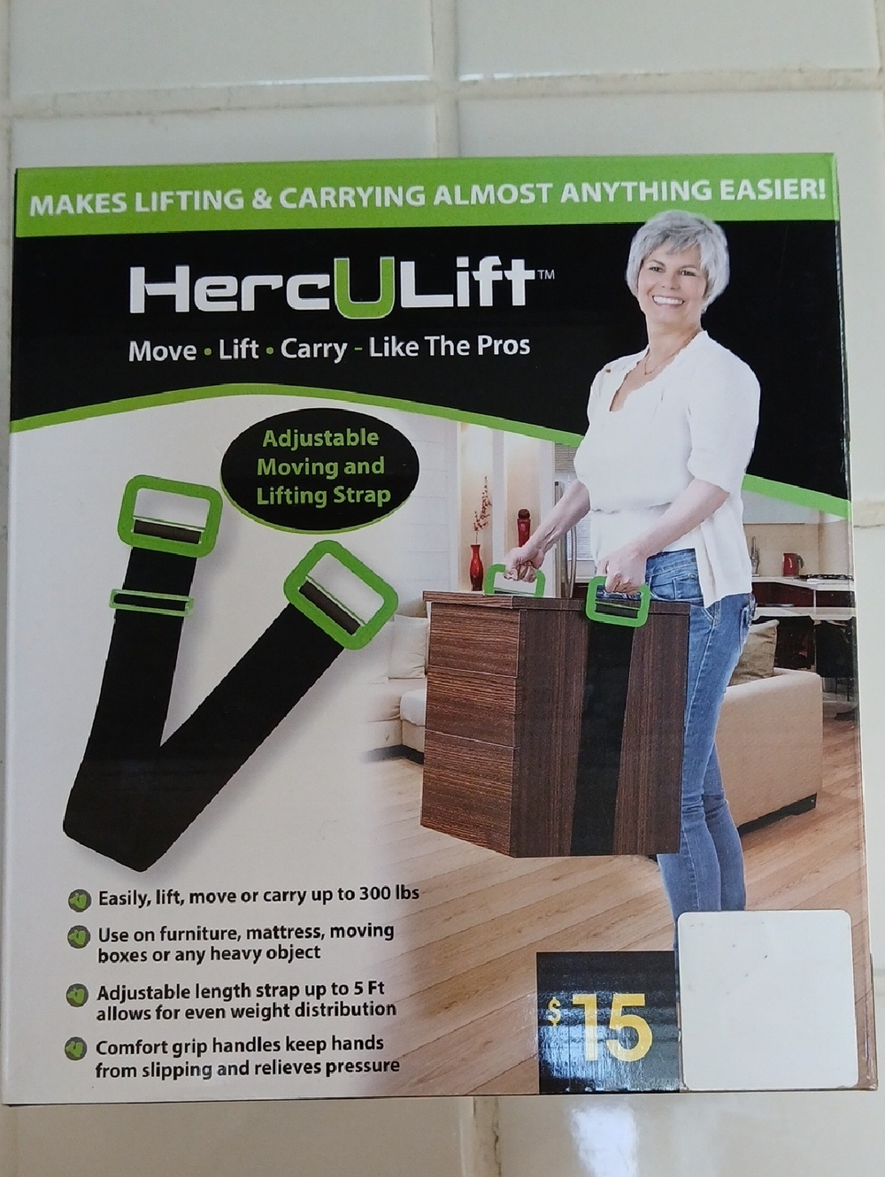 HercULift Adjustable Carry Strap - Black with Green Accents